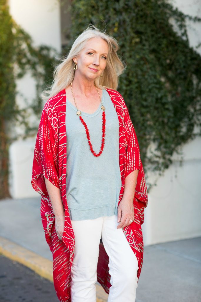 Arizona Style Kimono and White Jeans - Dressed for My Day