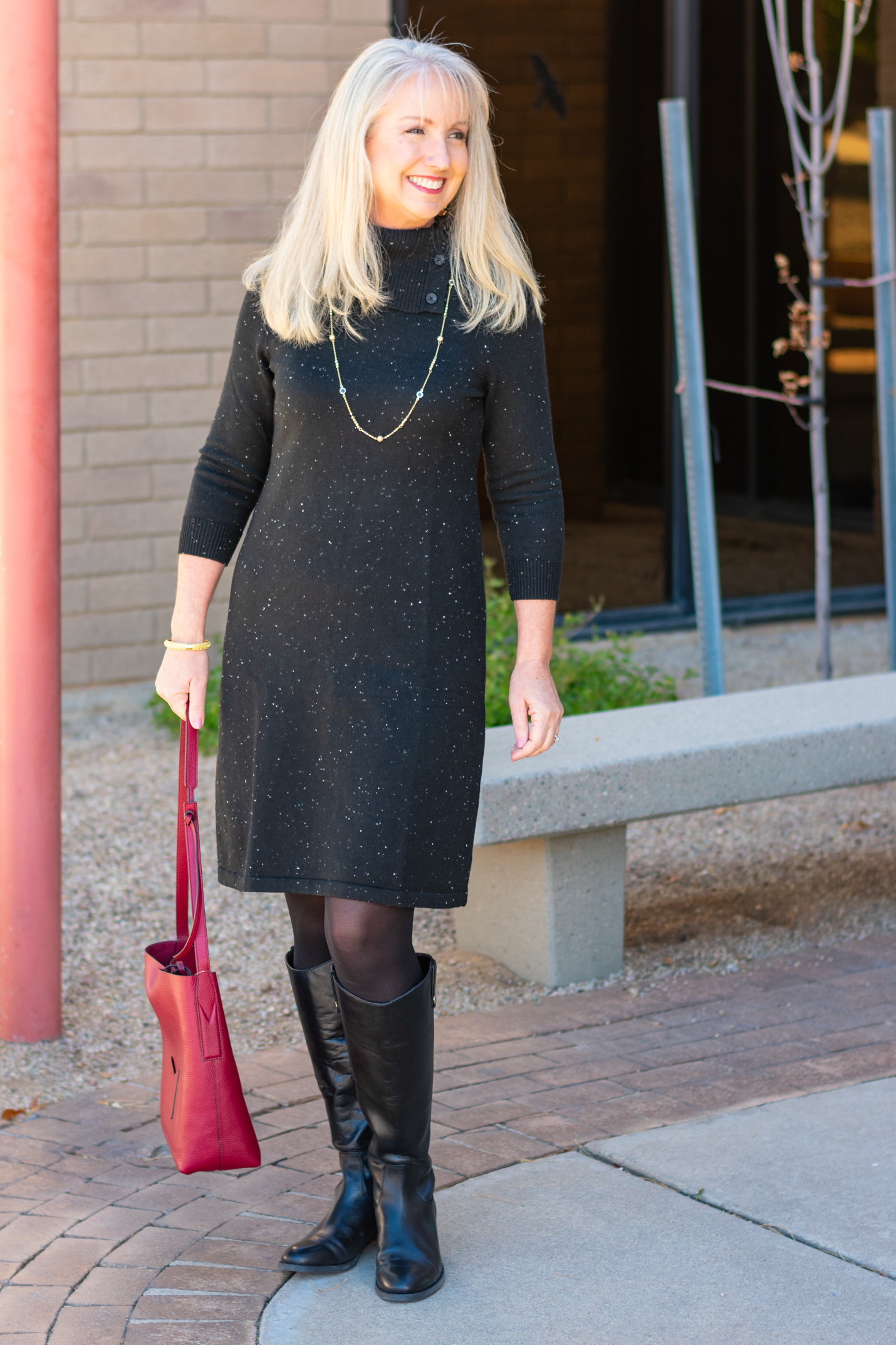 Donegal Sweater Dress with Riding Boots