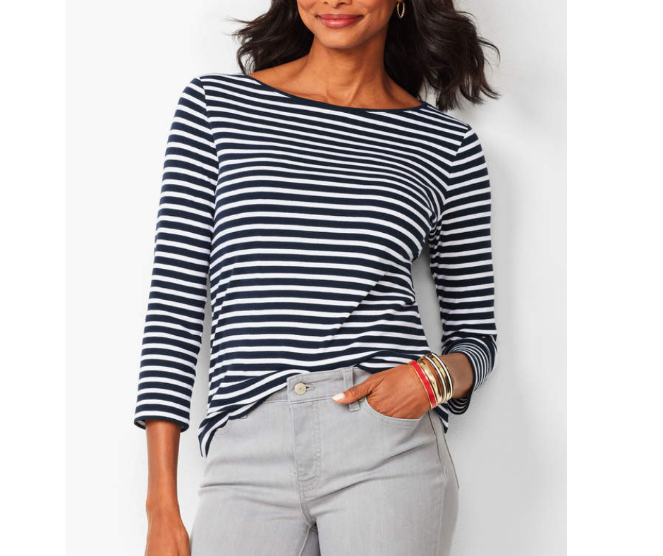 March Favorites Navy and White Stripe Tee