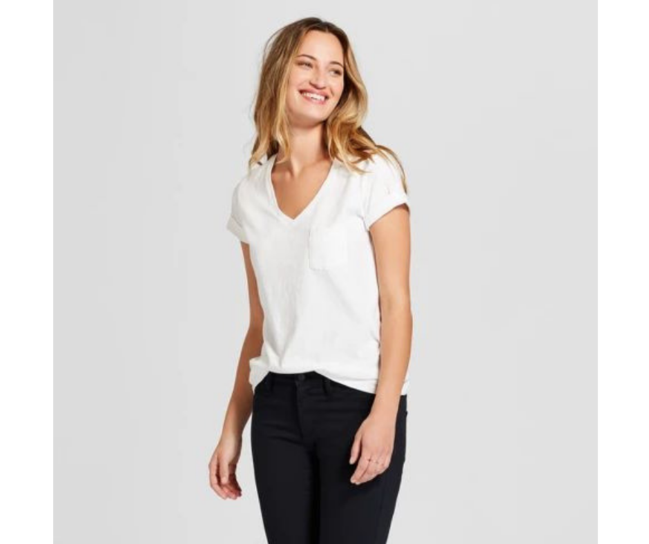 April Favorites - short sleeve v-neck t-shirt in white