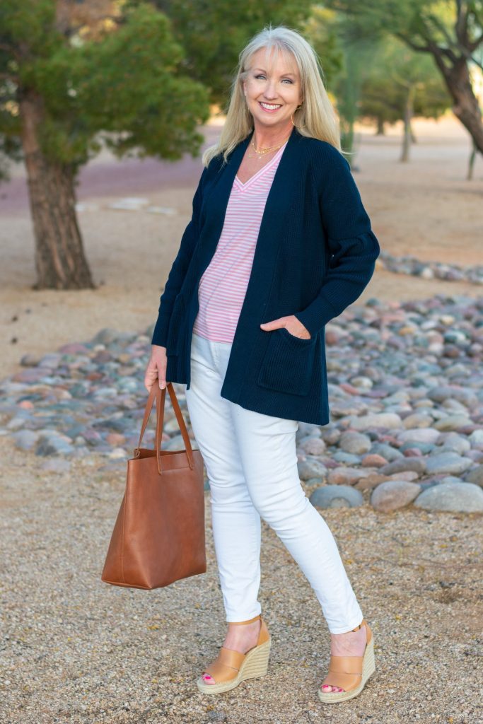 Summer Cardigan with White Jeans and Tee