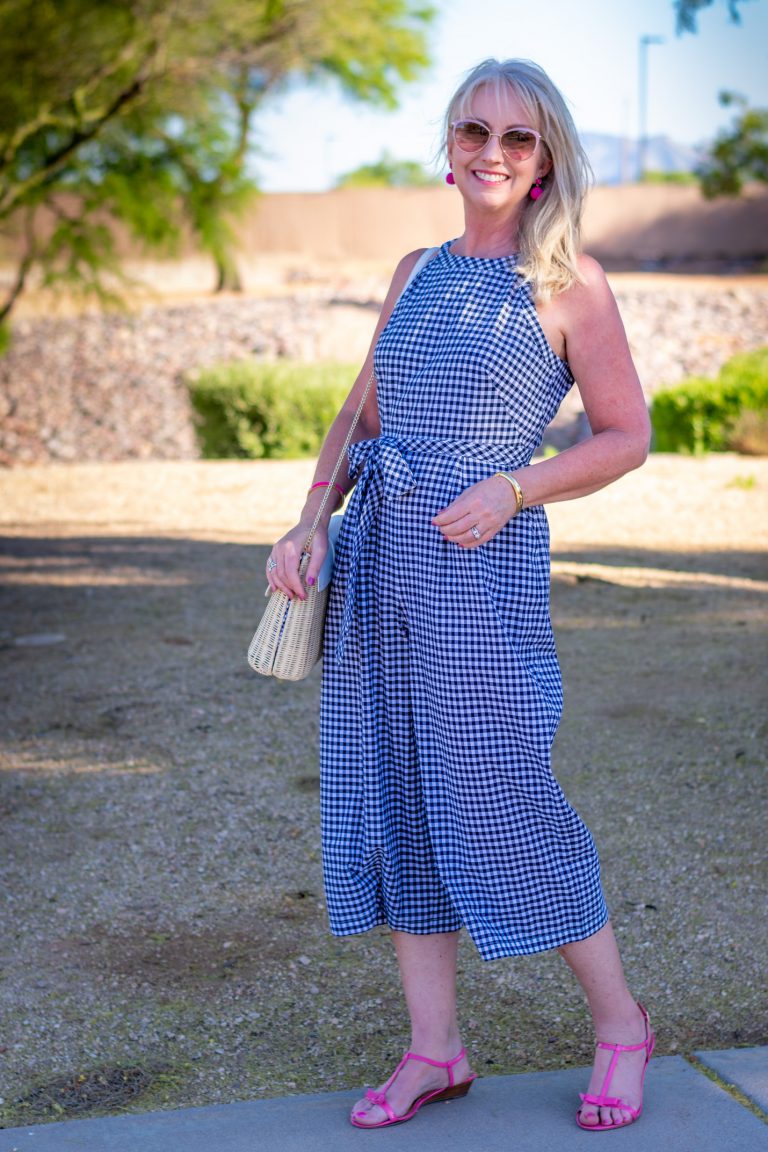 Halter Neck Gingham Jumpsuit - Dressed for My Day