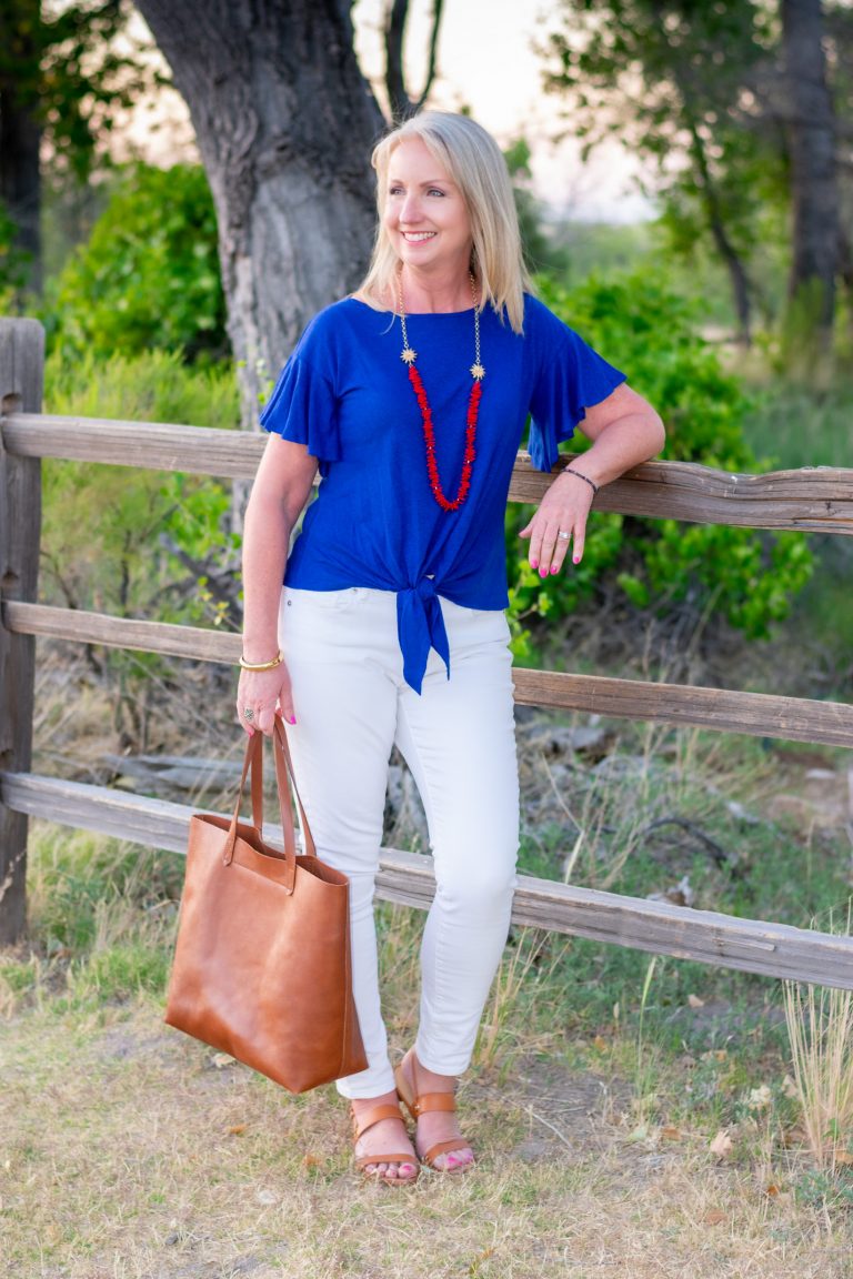 Blue Flutter Sleeve Tee 2 Ways - Dressed for My Day