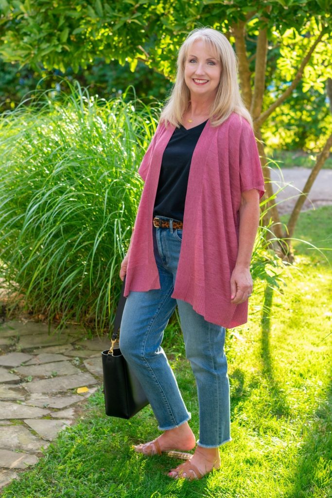 Transition Into Fall with a Black Tee and Jeans