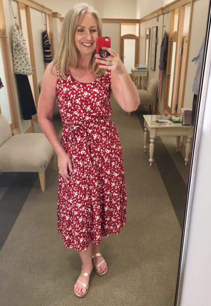 red floral crepe tiered maxi dress