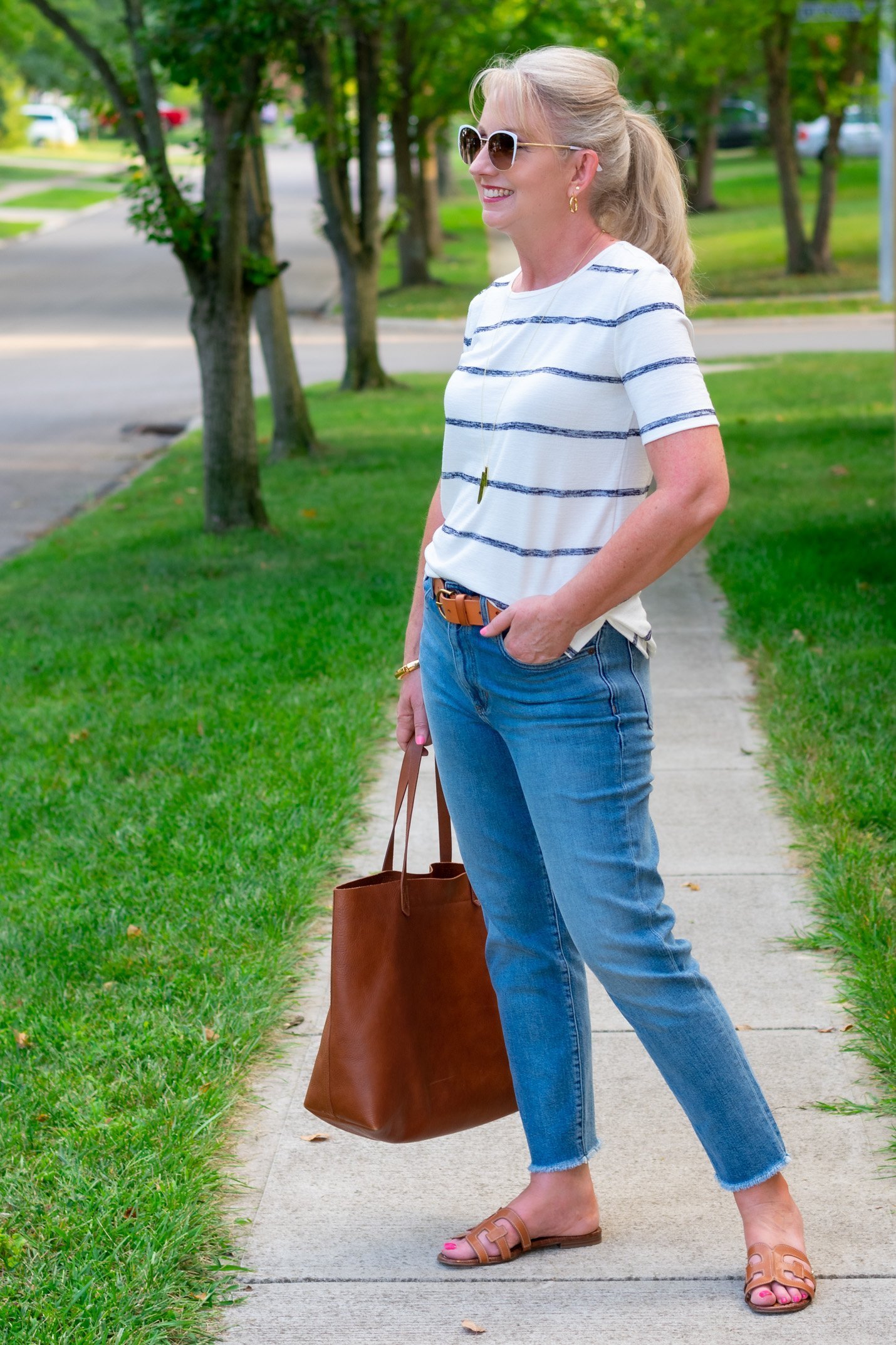 Upscale T-Shirt with Straight Fit Ankle Jeans - Dressed for My Day