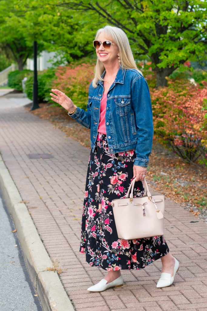 Dark Floral Skirt Styled 3 Ways for Fall 