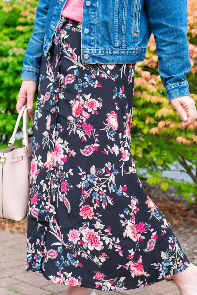 Dark Floral Skirt Styled 3 Ways for Fall