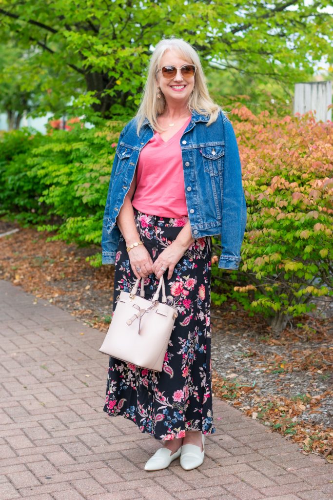 Dark Floral Skirt Styled 3 Ways for Fall