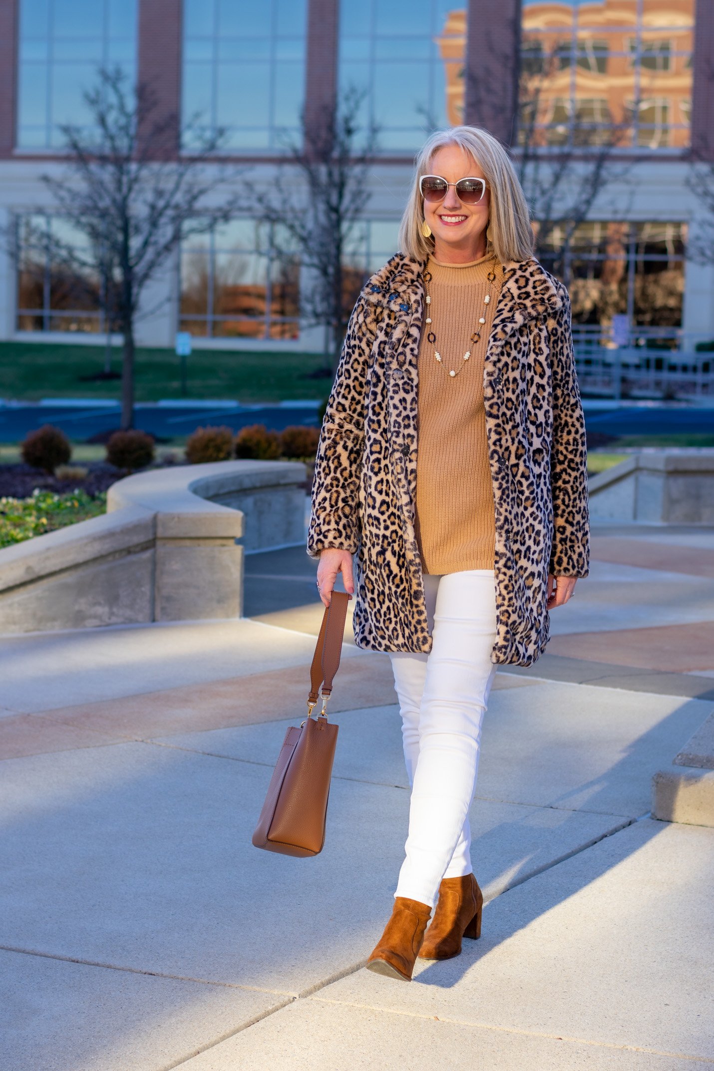 white and camel and leopard