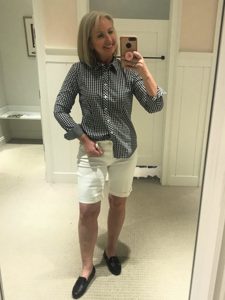 shorts and gingham top
