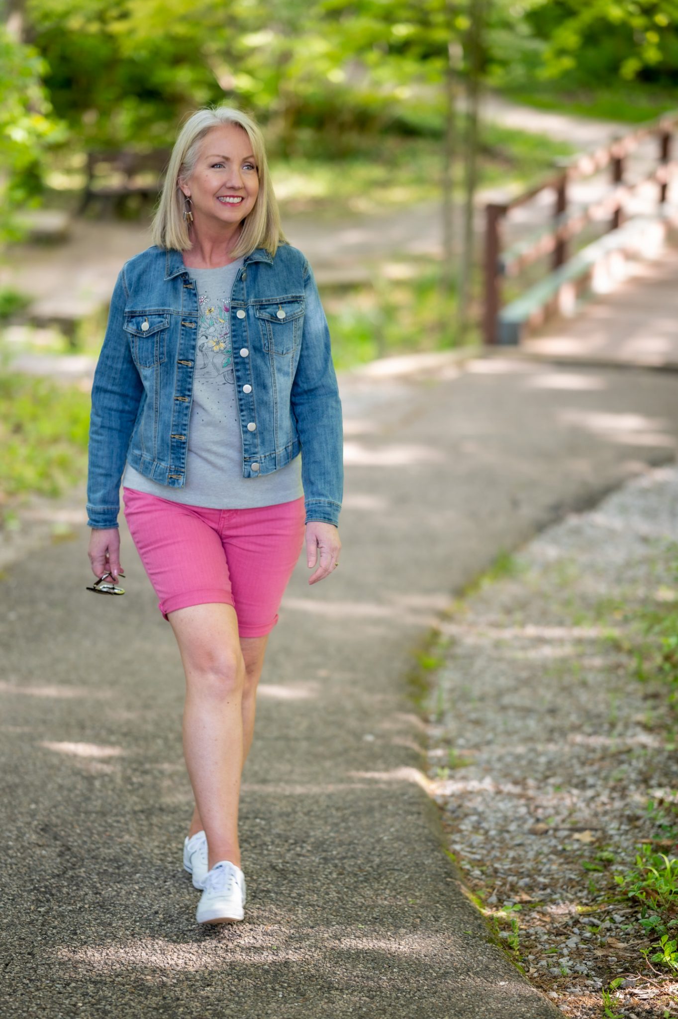 Summer Casual Look with Colored Denim Shorts - Dressed for My Day