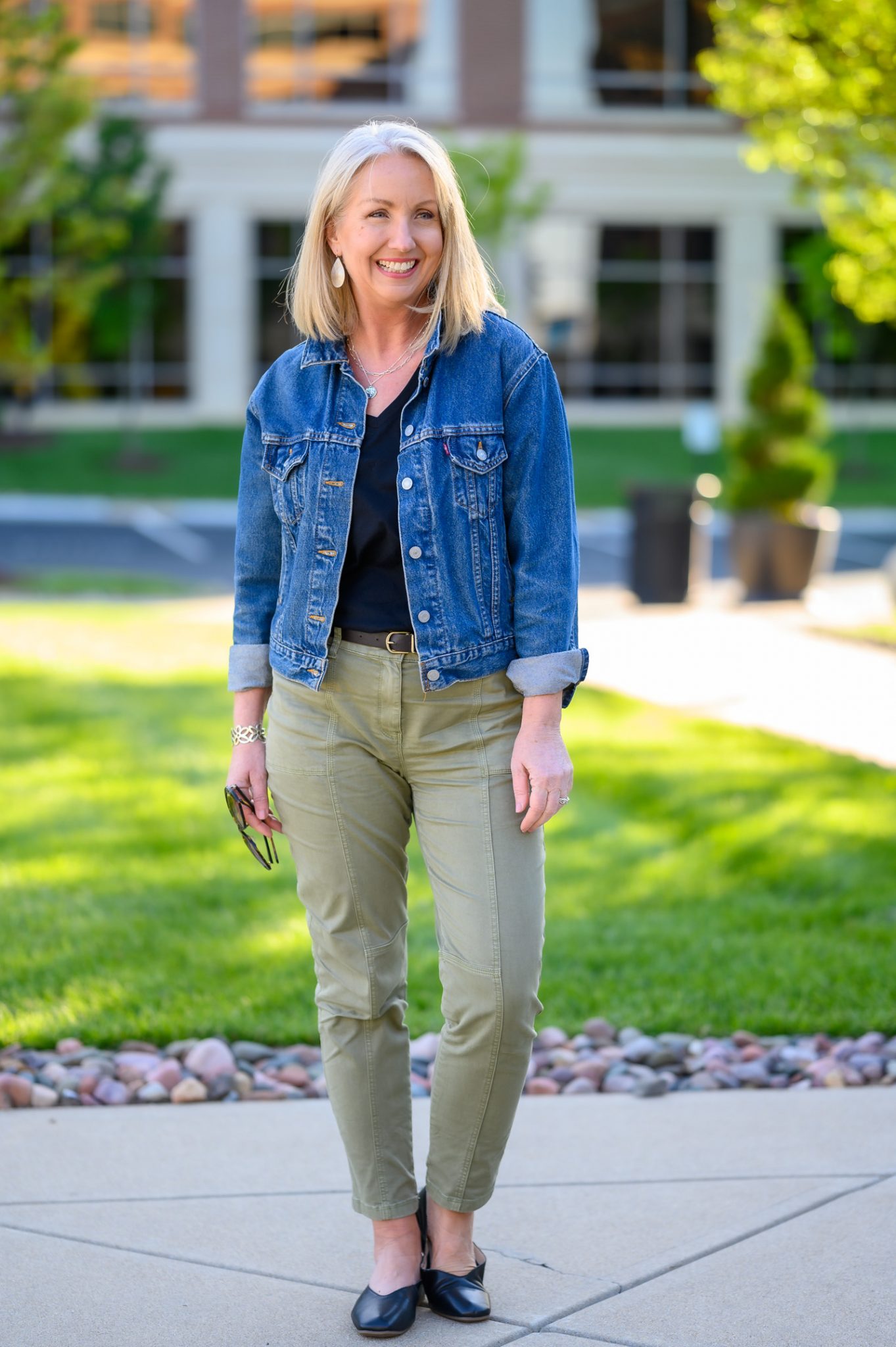 Sage Green Slim Utility Pants 4 Ways - Dressed for My Day