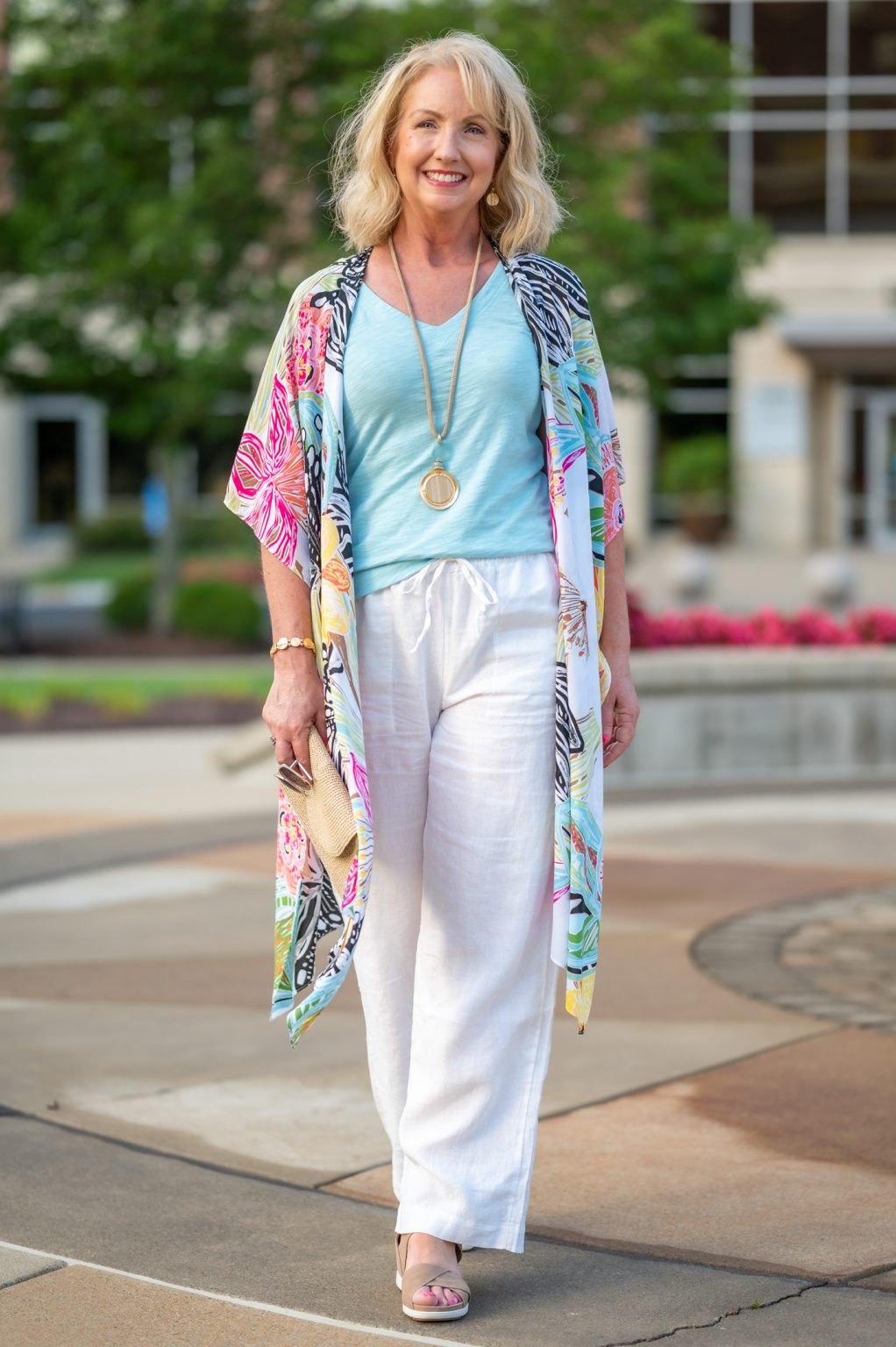 Colorful Summer Ruana & Linen Pants - Dressed for My Day
