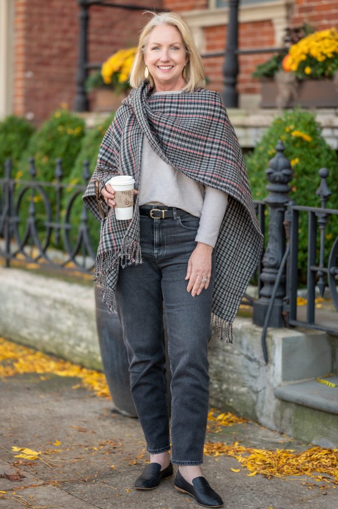 Easy Fall Outfit with Wool Blend Ruana - Dressed for My Day