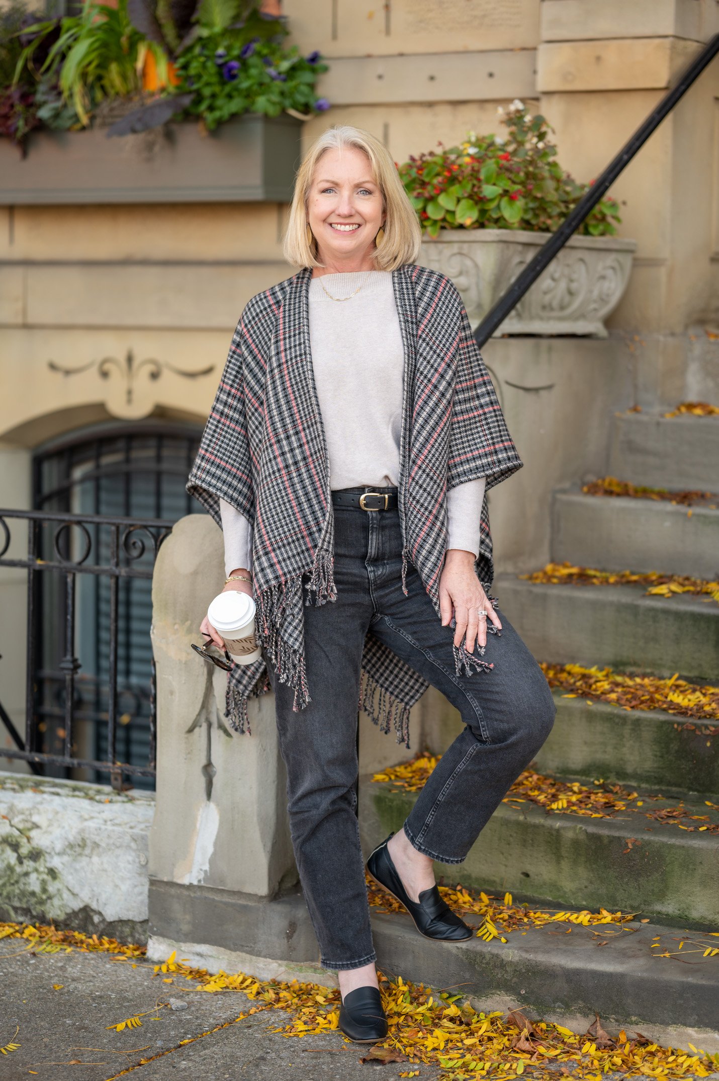 Simple Fall Outfit with Wool Blend Ruana