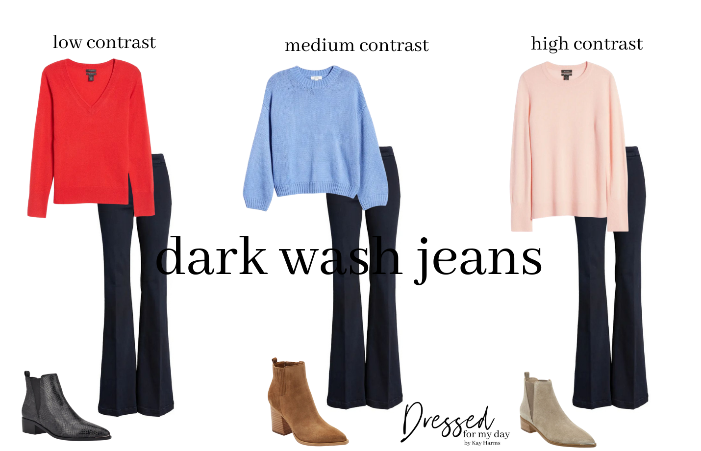 dark wash jeans contrast