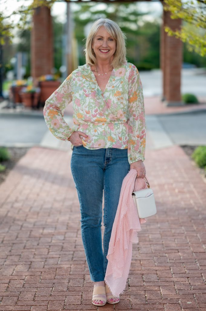 Feminine Floral Blouse + Jeans for Spring Date Night - Dressed for My Day