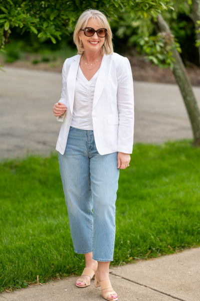 How to Style a White Linen Blazer - Dressed for My Day