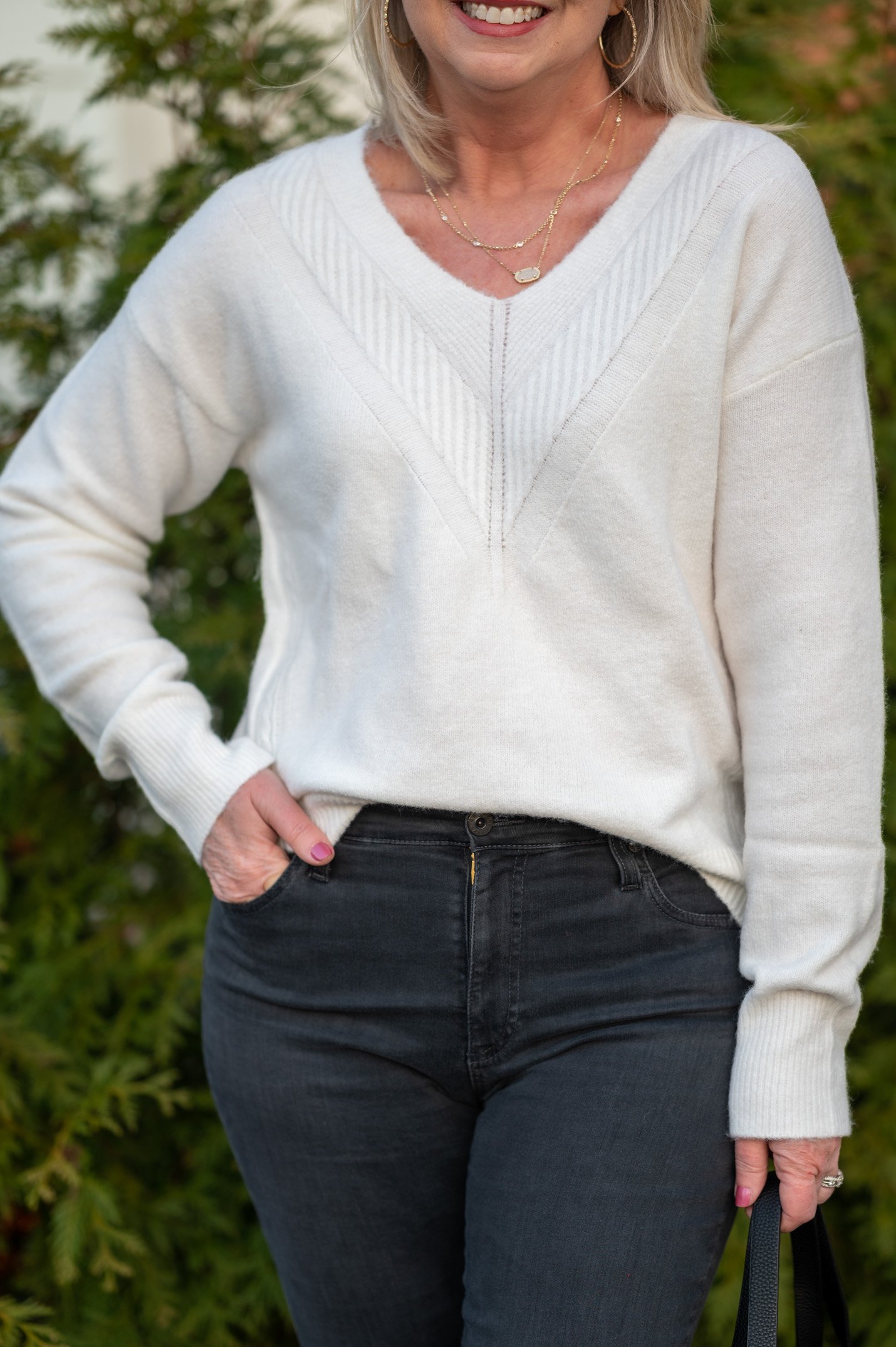 Ivory V-Neck Sweater