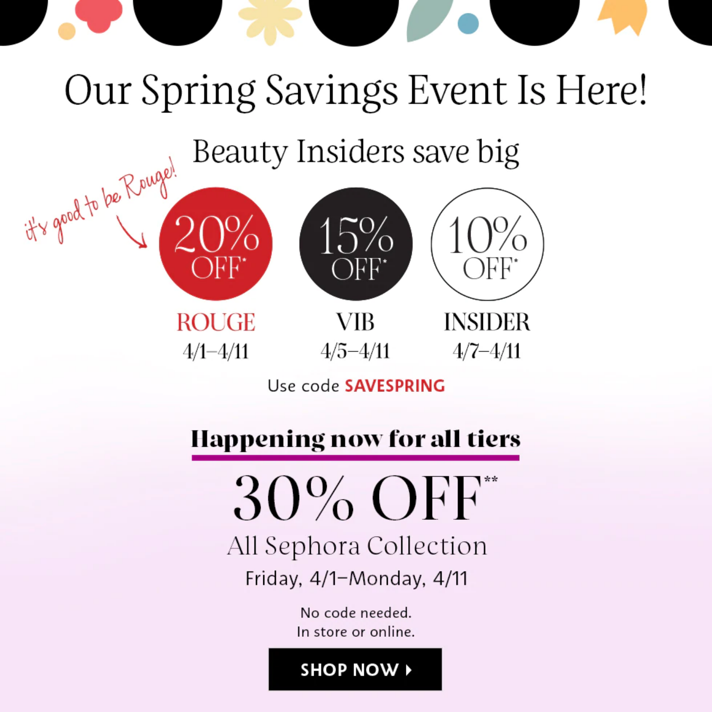 30 Percent off Sephora Collection