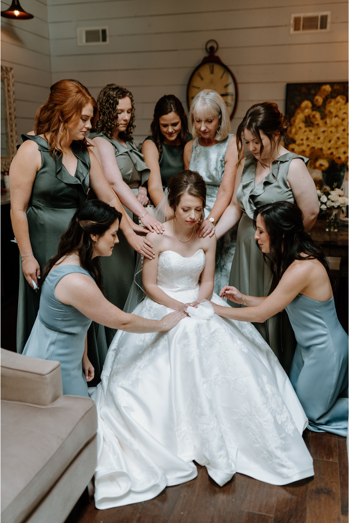 Bride and Her Attendants and Mother