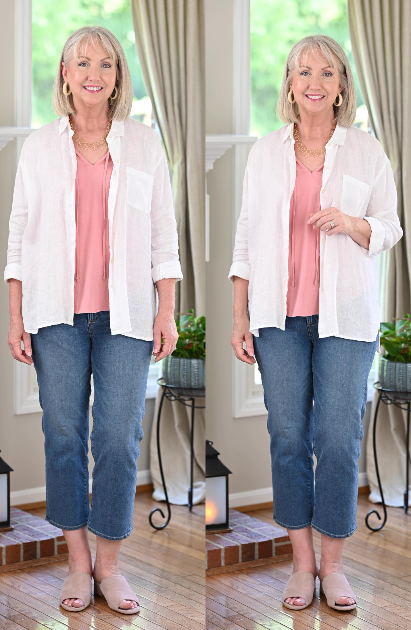 Linen shirt and Jeans