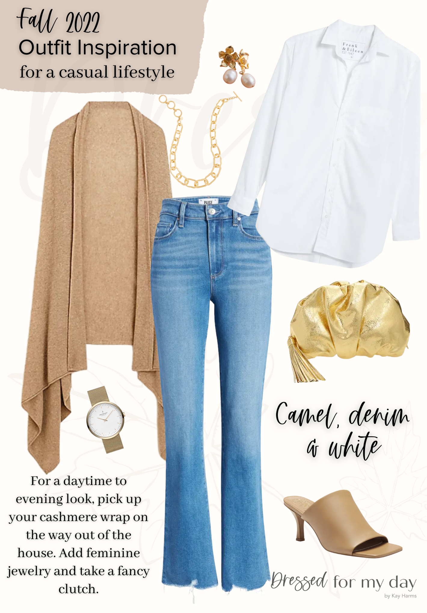 Camel and white and denim
