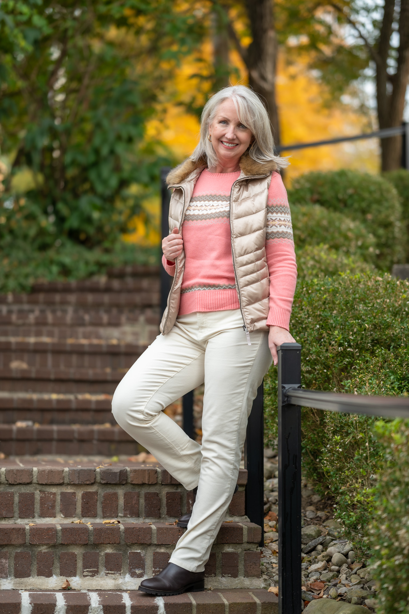 Ivory and Coral Outfit for Winter