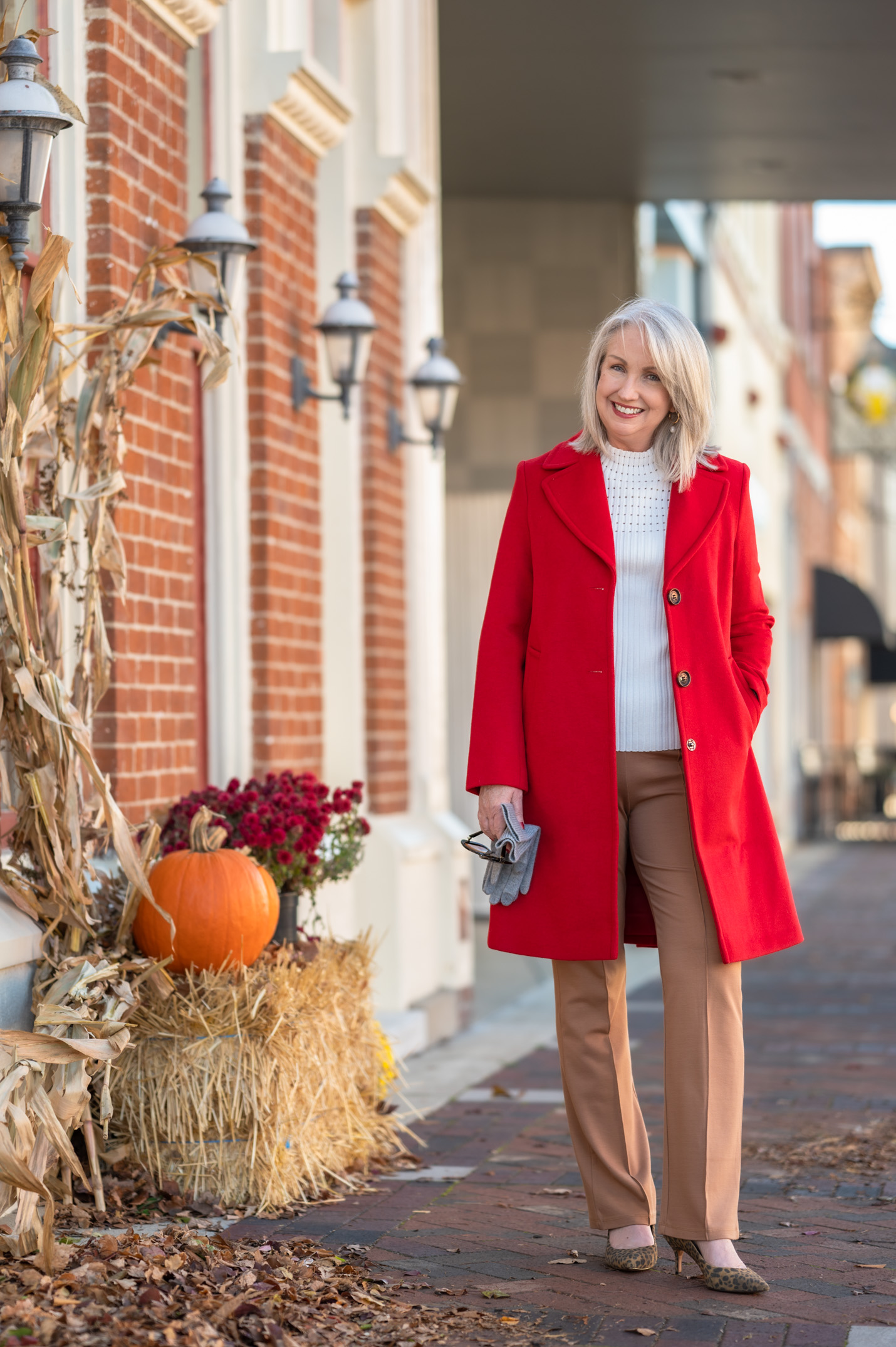 Red Coat looks great over Neutrals