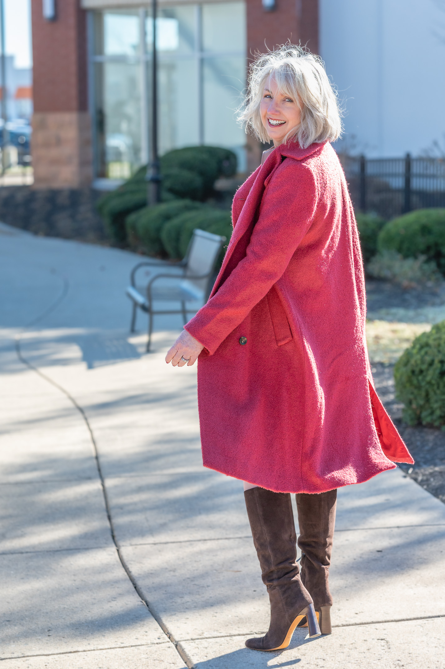 Red Wool Blend Coat
