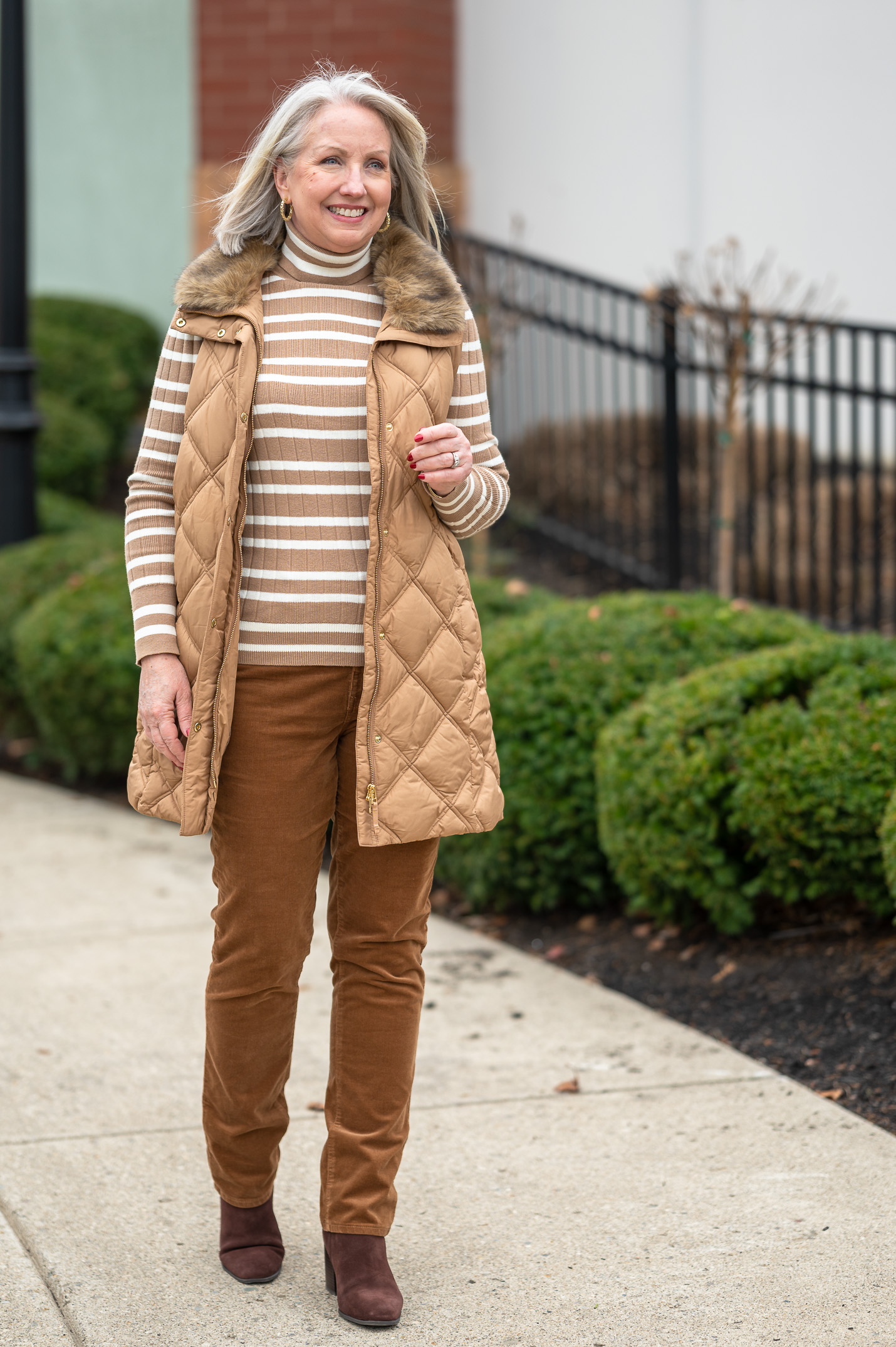 Camel Puffer Vest and Cords