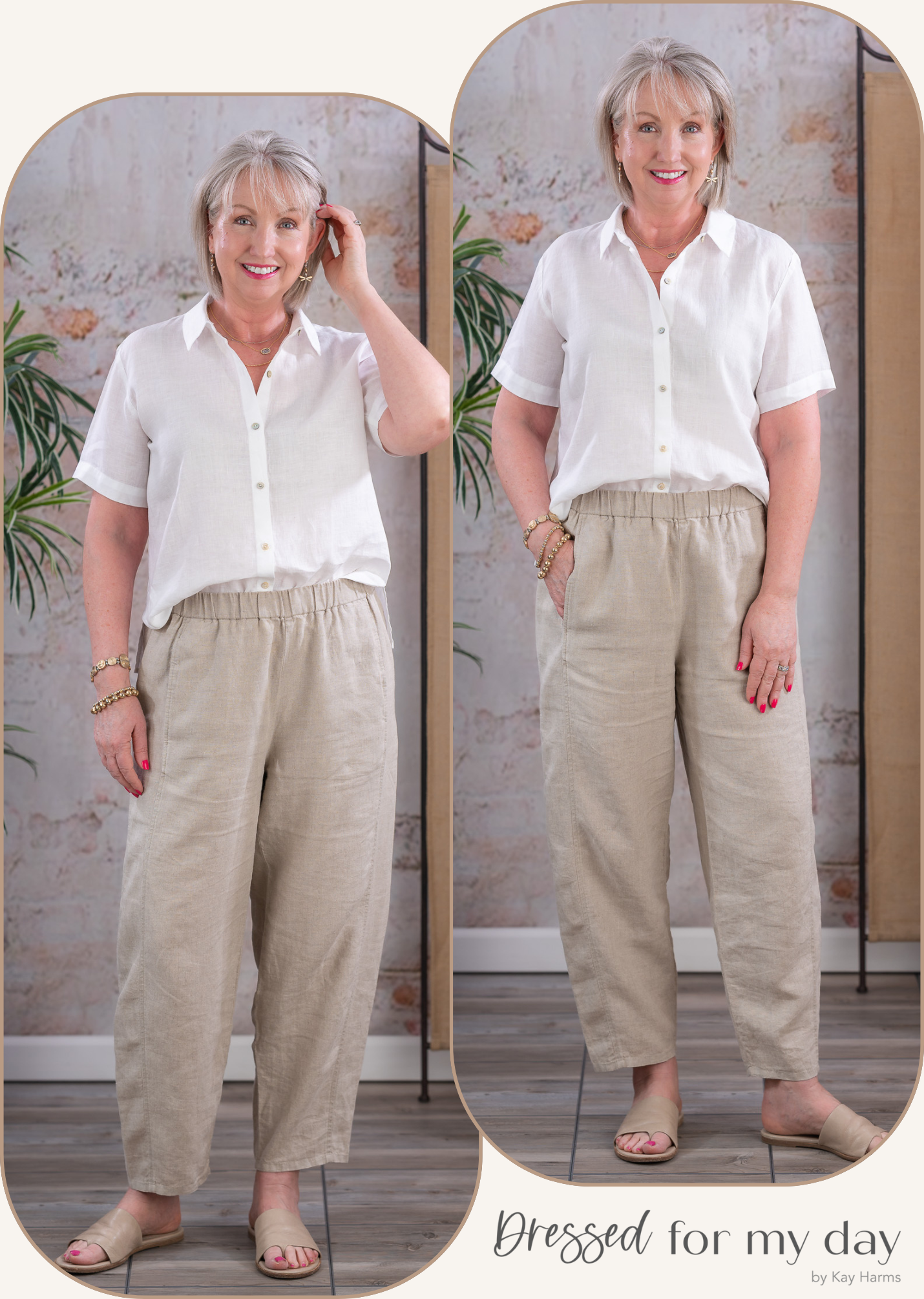 Organic Linen Lantern Pant & Handkerchief Linen Short Sleeve Shirt