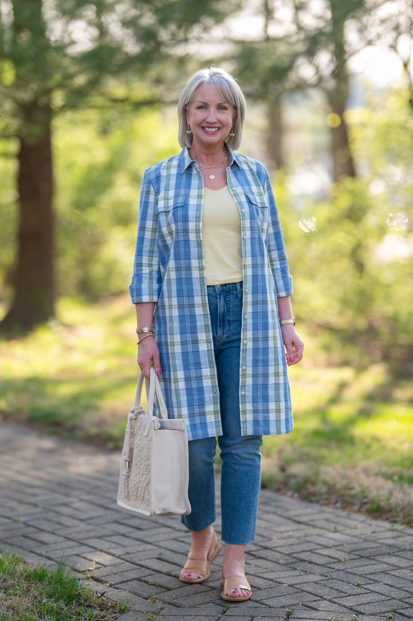 Shirtdress with Jeans and Tank
