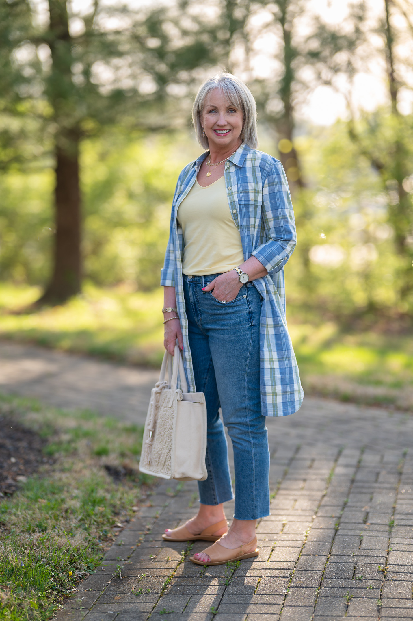 Wearing a Shirtdress as a Completer Piece Over Jeans and a Tank Top