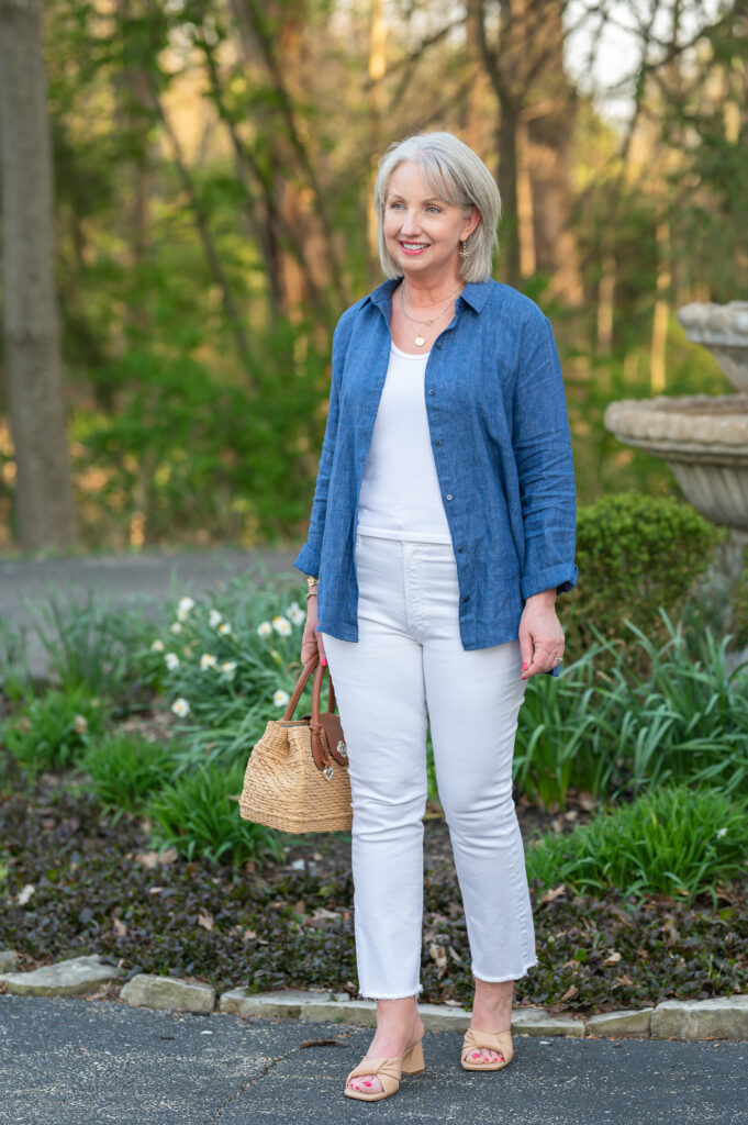 a Favorite Linen Button-Up Shirt 2 Ways - Dressed for My Day