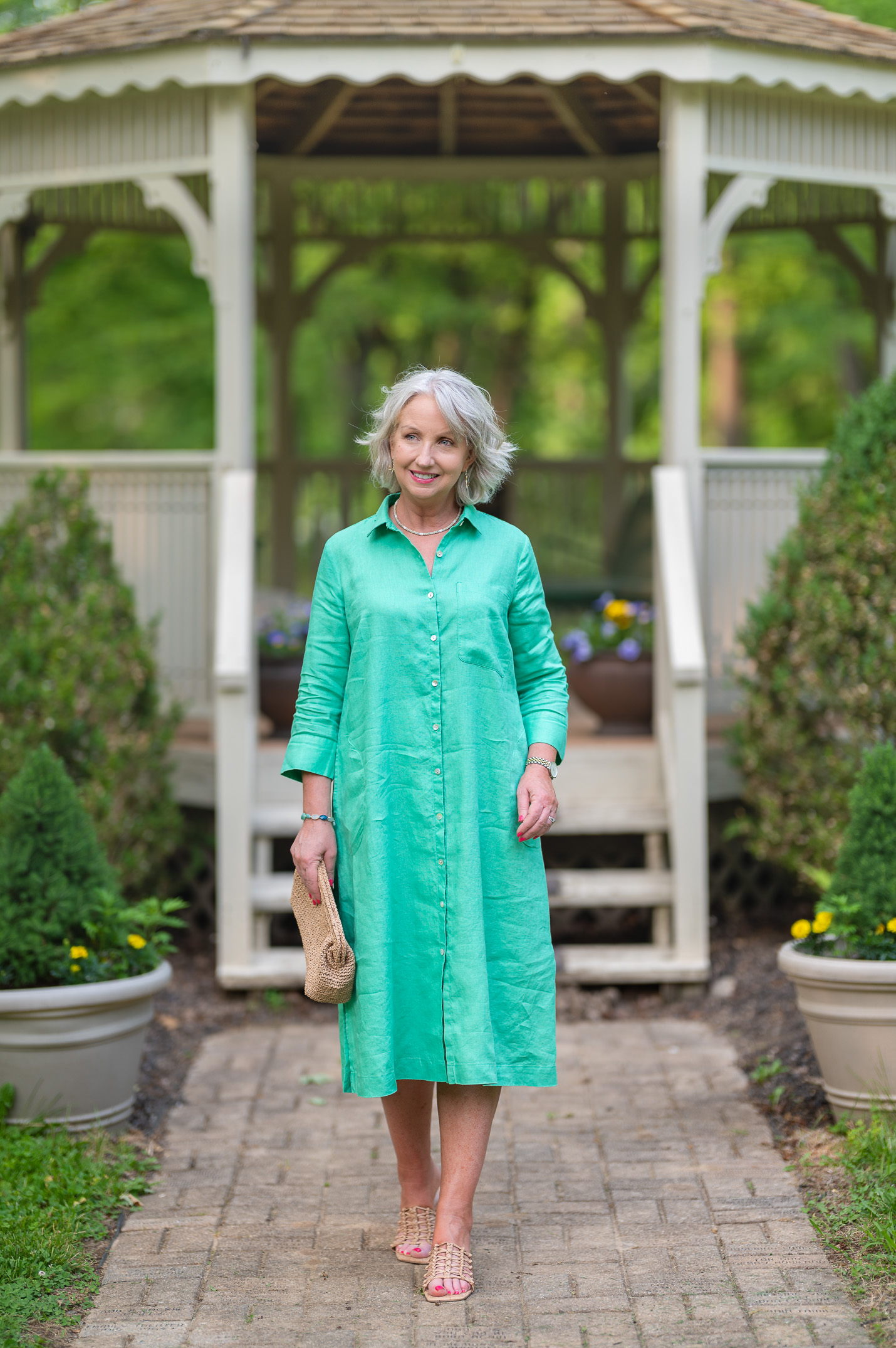 Green Linen Dress for Summer
