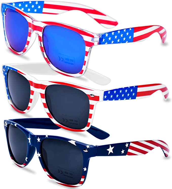 Donse 3 Pairs American Flag Sunglasses, 4th of July Decorations Frame ...