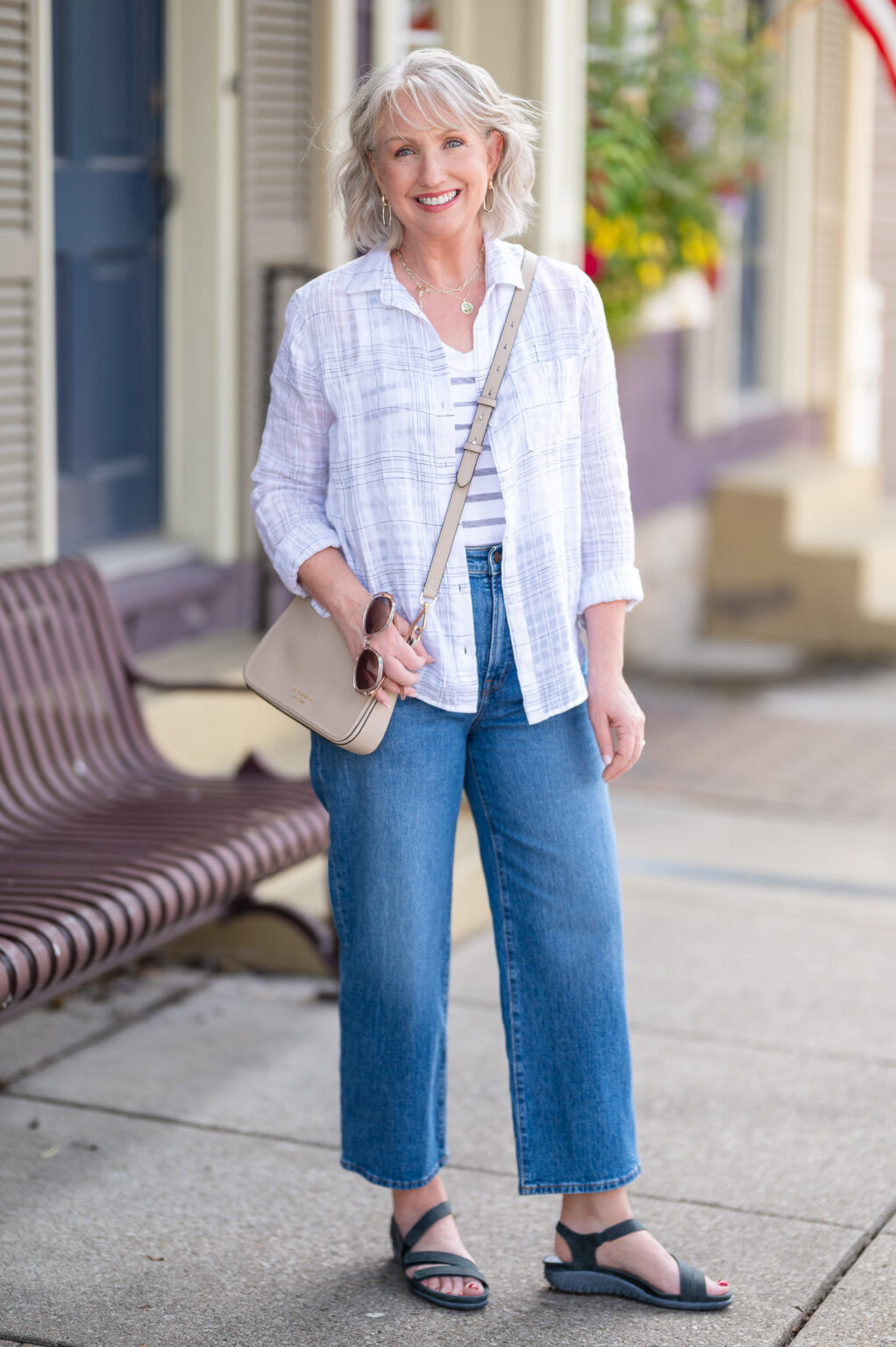 Early Fall Outfit - Wide Leg Cropped Jeans - Dressed for My Day