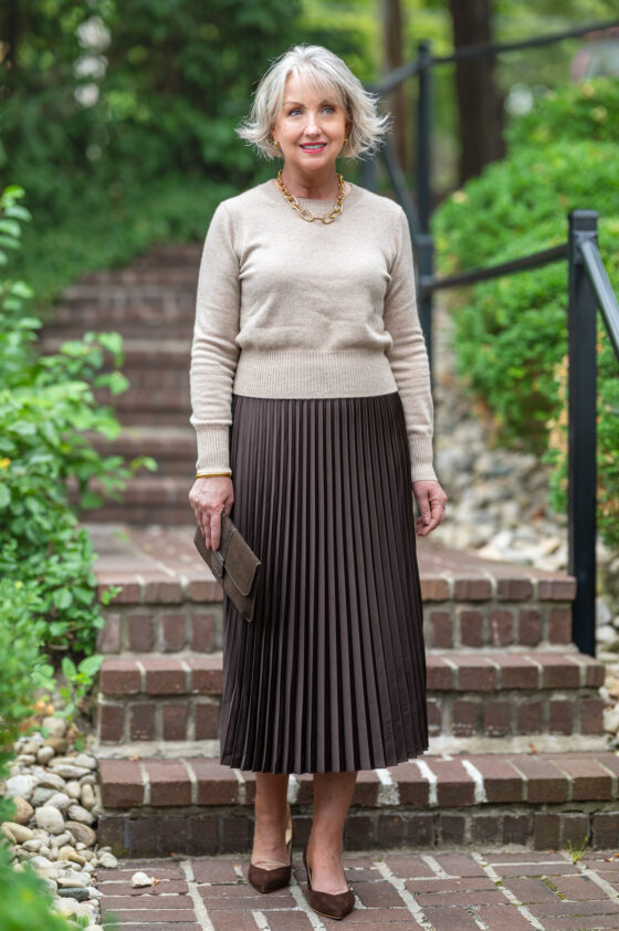 Pleated Midi Skirt Styled 2 Ways for Fall - Dressed for My Day