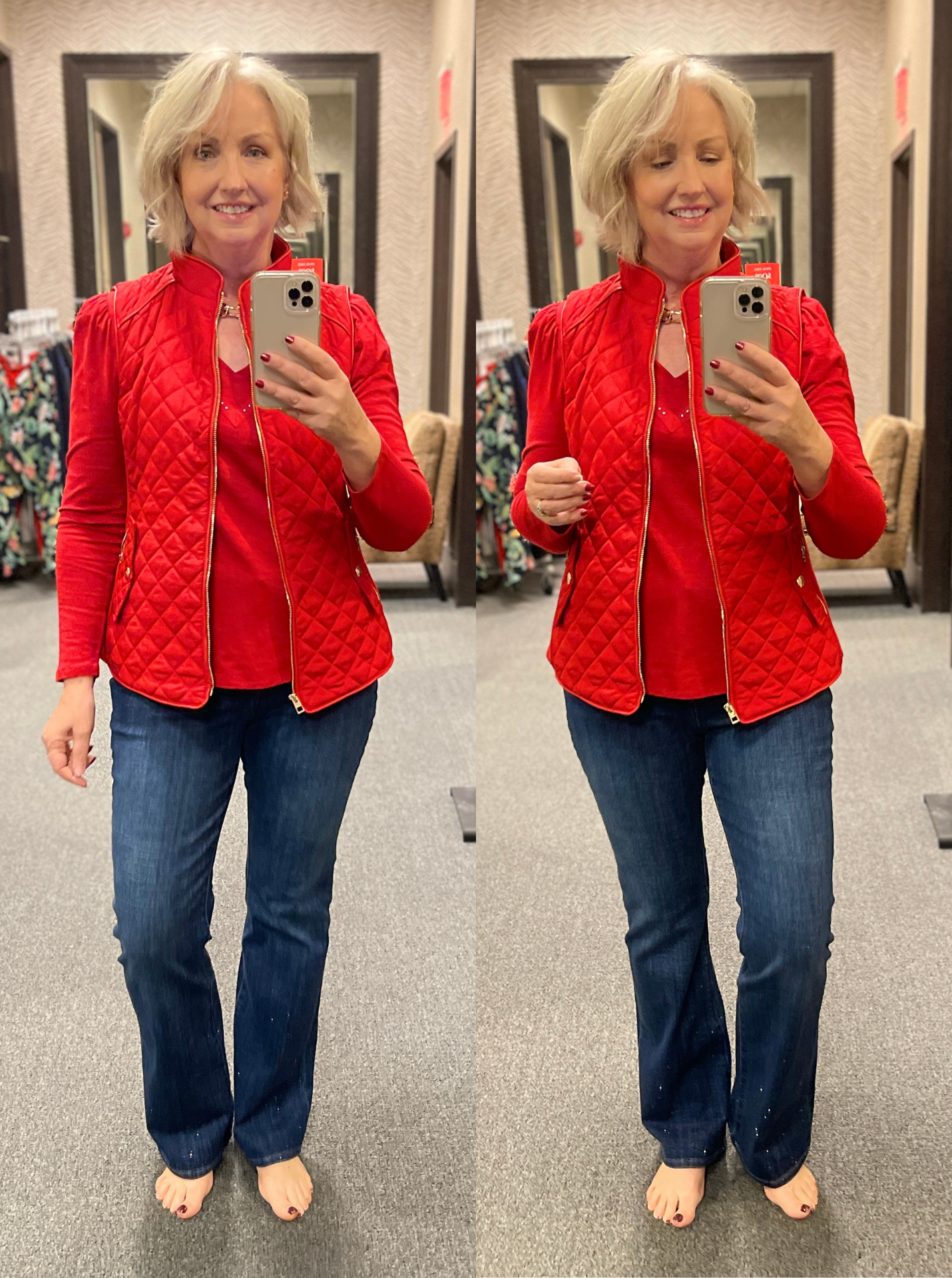 The Holiday Red Burnout Velvet Top