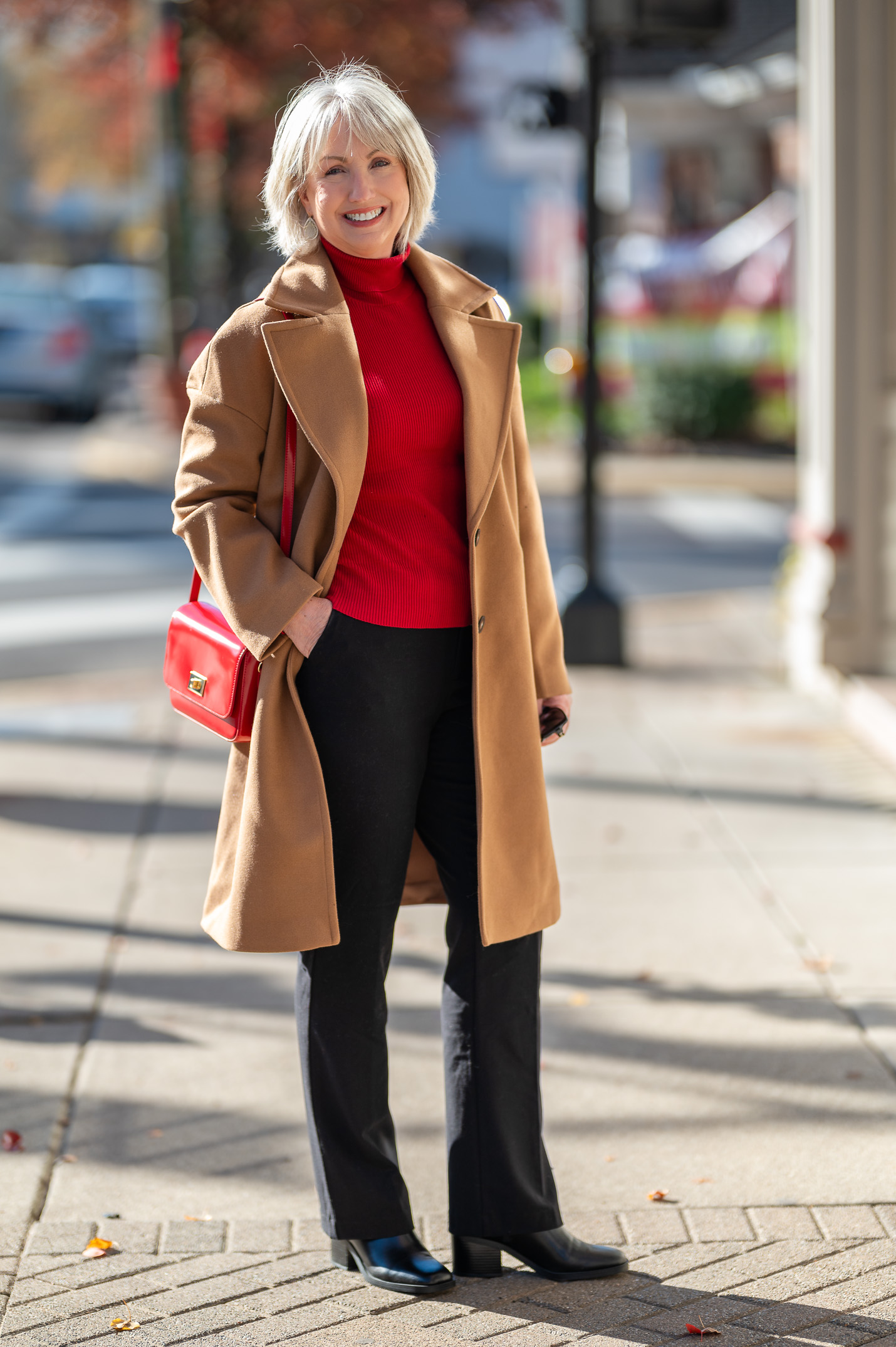 Camel Coat and Red
