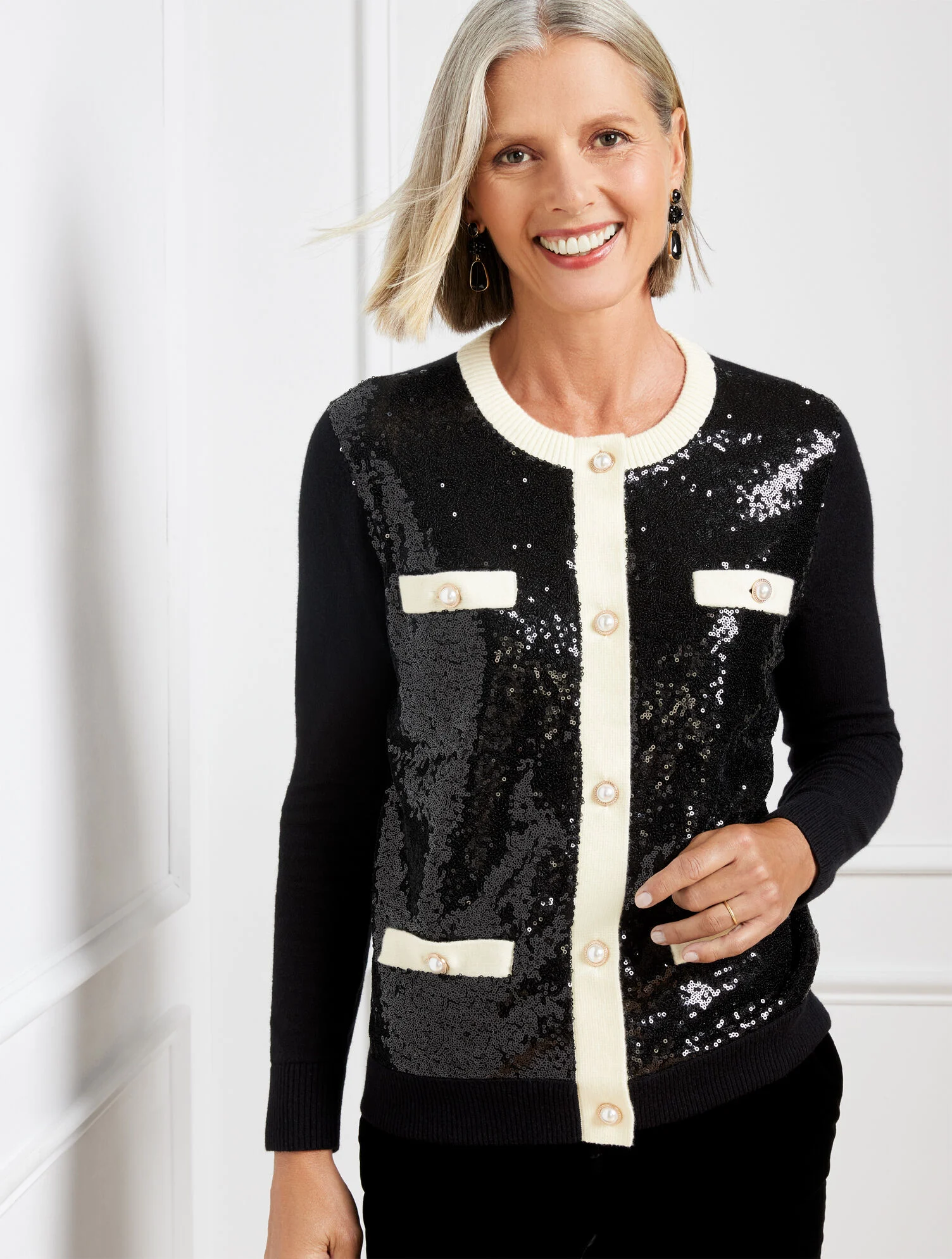 Jacket Dress with Sequined Bodice and Long Sequin Jacket