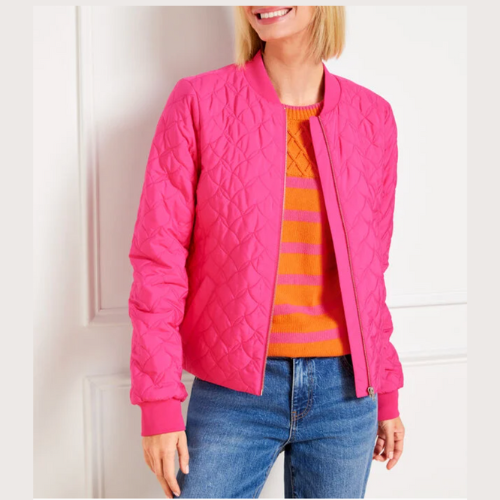 Quilted Photoristic Bomber Jacket
