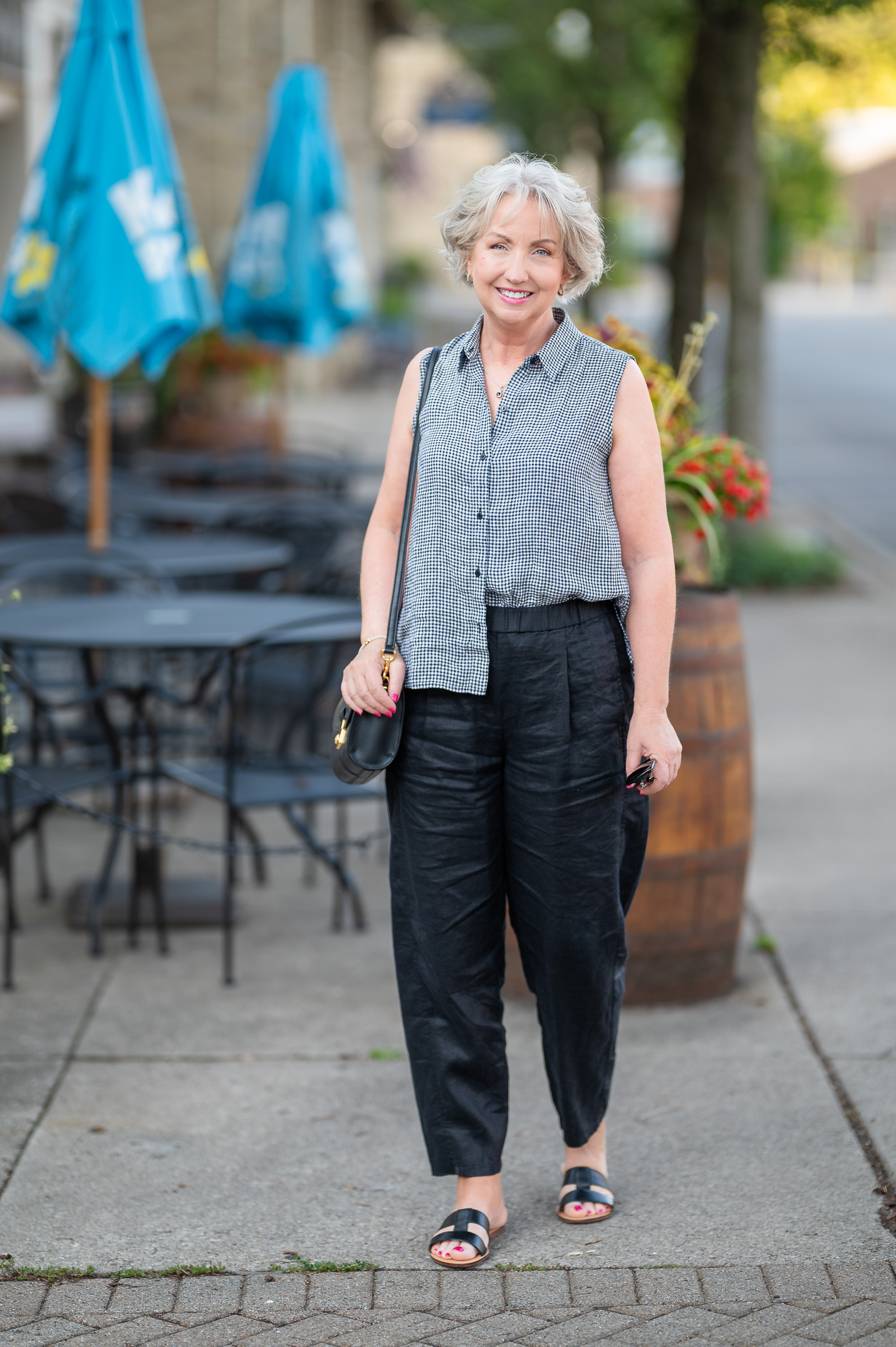 linen outfit from Eileen Fisher